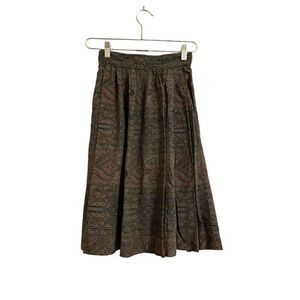 Vintage Accolade Paisley Prairie Skirt Women's‎ 5 Brown Pleated Grandmacore 90s